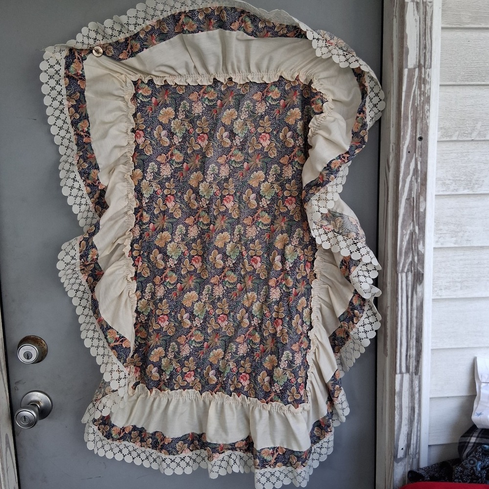 Vtg Concord Fabrics Cotton Blue Woodland Cottage Floral Pillow Sham Cottagecore